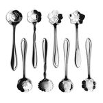 ERCRYSTO Stainless Steel Tableware Creative Flower Coffee Spoon, Stirring Spoon, Sugar Spoon, Stir Bar Spoon, Mixing Spoon, Tea Spoon, Ice Tea Spoon, Ice Cream Spoons,1 Set contain 8 Diffient Pattern, Color Silver