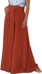 BTFBM Casual Flowy Pants for Women Summer High Waisted Wide Leg Trousers Loose Flowy Palazzo Lounge Trousers with Pocket(Solid Brick Red, XX-Large)