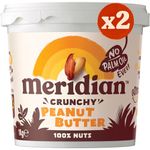 Meridian Crunchy Peanut Butter 1kg Twin Pack (2 x 1kg Tubs) - Vegan, Free From Palm Oil, Made With 100% Nuts