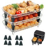 BYKITCHEN Air Fryer Rack for Ninja Dual Basket, 3 Layers, 304 Stainless Steel Stacking Bacon Racks, Air Fryer Accessories for Ninja AF300UK/Double Stake XL SL400UK/Instant/EMtronics 2 Drawers Fryer