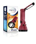 wipro Prism Multi Functional Emergency Light | Rechargeable LED Torch Cum Lantern|Dual Mode|Emergency Light with 1200mAh Li Ion Battery|4 Watt | Red | Pack of 2