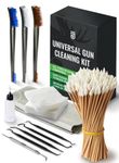 Gun Cleaning Kit Universal 12 in 1 Gun Cleaning Supplies Incl. Gun Cleaning Patches, 6-inch Gun Cleaning Swabs, Double Head Gun Brushes, Cleaning Picks, Finishing Gun Cloth, Needle Oil Applicator