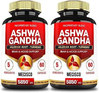 Organic Ashwagandha Capsules 5850mg for 4 Months - Blended with Valerian Root, Turmeric Curcumin, Moringa Powder & Black Pepper - Immune System, Relax & Mood Support - 2 Packs 60 Capsules