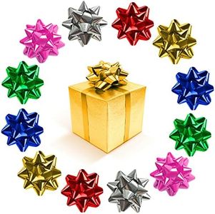 YAOFAR 150pcs 1 Inch Mini Gift Bow 6 Color 1" Wrap Bow Self Adhesive for Small Presents Wrapping Christmas Birthday Holiday Party Decor (1in)