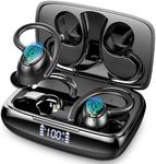 Wireless Earbuds, Wireless Headphones Bluetooth 5.3 Earphones with 4 HD ENC Mic, 48H Wireless Earphones Over Ear Buds with Deep Bass, Wireless Headphones Sport IP7 Waterproof LED Display for Running