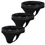 ZONBAILON Men's Thongs Underwear 3-Pack Sexy Soft Breathable G-String Low Rise Black XL