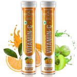 End2End Nutrition Vitamin C - Zinc - Natural Amla Extract - Antioxidants - Immunity - skin care - family pack - 40 Effervescent Tablets - Orange Flavor