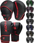 RDX Kids Boxing Gloves and Pads Set, Maya Hide Leather KARA Junior Hook and Jab Curved Focus Mitts Punching Gloves for MMA, Muay Thai, Kickboxing Coaching, Martial Arts, Hand Target Strike Shield