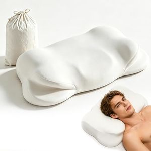 Kryndors Cloud Pillow, Ergonomic Memory Foam Pillow, Cervical Neck Support & Pressure Relief, Cooling Breathable Cover, Sleep Relaxer for Side, Back & Stomach Sleepers, White