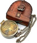 Brass Nautical Compass So You Can Brass Pocket Compass with Engraved Brass Compass on Chain with Leather case Antique Compass, by Brass Nautical Compass, 2.5''