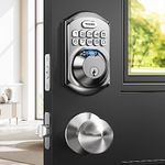 Fingerprint Door Lock Set - TEEHO Keyless Entry Door Lock with Handle - Door Knob with Keypad Deadbolt - Smart Locks for Front Door - Auto Lock - Easy Installation - Satin Nickel