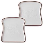 OLWICK® Creative Ceramic Toast Bread Shape Plate | Breakfast Plate for Salad, Fruit, Cupcake, Cheese, Butter, 2 Piece, Brown