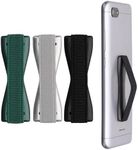 kwmobile Finger Holders For Smartphones - Set of 3 Self Adhesive Elasticated Finger Holder Straps for Phones - Black/Silver/Metallic Teal