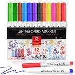 Reaeonat Dry Erase Markers, Whiteboard Pens Colour Erasable Ink Marker for Home, School Office Uses, 12 Assorted Color