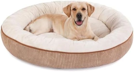 Bedfolks Waterproof Donut Dog Bed,114CM Calming Round Dog Beds for Extra Large Dogs,Washable Anti Anxiety Cuddler Dog Bed with Removable Cover(Brown,XL)