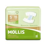 MOLLIS Adult Diapers for Women and Men, Unisex Disposable Incontinence Briefs with Tabs, Maximum Absorbency, Overnight Leak Protection, Small, 15 Count