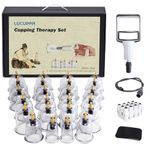 Lucuppa Cupping Therapy Set, 24 Pcs Vacuum Air Suction Cups with Pumping Handle, Portable Biomagnetic Professional Acupoint Chinese Cupping Set for Back/Shoulder Pain Muscle Relief