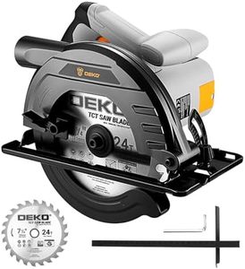 Circular Saw 1200W: DEKOPRO High-Power Saw with 185mm 24T Blade, 4800 RPM, Max Cut Depth 65mm (90°), 43mm (45°), Heavy-Duty Steel Base, Includes Guide Rai, Power Saw for Wood, PVC