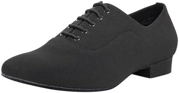 Linodes Breathable Oxford Men's Latin Dance Shoes 1 Inch Leather Sole Ballroom Salsa Tango Waltz Character Shoe-Black-11M