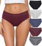 GNEPH Underwear for Women Lace Bikini Cotton Hipster Panties 5 Pack (218M-Dark-WR)