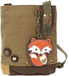 Chala Patch Cross-Body Women Handbag, Olive Canvas Messenger Bag - Chala Fox