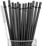 15 Pieces 11 Inch Black Reusable Plastic Replacement Drinking Straws, Fit for 24 oz 32oz 40oz Mason Jars, Tumblers, Extra Long Unbreakable Drinking Straws with Cleaning Brush, BPA Free