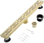 muschbath 48 Inch Linear Shower Drain, Brushed Gold Shower Drain,Removable Grate, 304 Stainless Steel, Easy to Install and Clean for Bathrooms (Drain Base Not Included), LSD-01A-48G