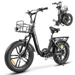 SAMEBIKE Shiman0 7-Speed Foldable Electric Bike for Adults, 20"*4.0 Fat Tire Ebike, Max Range 110KM, Dual Shock Absorber, E-bike for Commuting and Off-Road Adventures (Black)