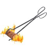 Blacksmith Handcrafted Iron Fireplace Tongs, 21 inches, Big siz Handle， Sturdy Blacksmith Design for Fire Pit, Grilling，Adding Log (21 Inchs)
