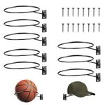 BEANPRECOY 8 Pcs Metal Ball Holder Wall Mount, Sports Ball Holders Wall Mount Display Rack, Universal Ball Rack Display Rack Storage for Football, Volleyball, Basketball, Rugby