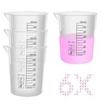 Labvida 6PCS Plastic Beakers,Vol.150ml(5.07oz) Stackable Measuring Cup with Black Scale line, Plastic Pitcher PP material Ideal for Science Activities and Household Use, LVB013