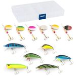 Dr.Fish Fishing Lures Spinnerbait Set, 12pcs Fishing Spinners Kit with Tackle Box Included Fishing Spinners Indiana Blade Topwater Lure for Trout Bass Freshwater Fishing