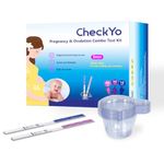 [50 Pack] CheckYo Ovulation and Pregnancy Test Strips Combo: 40 Ovulation Tests&10 Pregnancy Tests,Fertility Tests for Women(40LH+10hCG)-with 50 Collection Cups