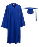 GradClassical Unisex Matte Graduation Gown Cap Tassel Set 2024 for High School and Bachelor (Royal 45"(5'0"-5'2"))