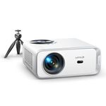【Netflix/Disney in Android & Auto Keystone】Projector,1s Focus 30000 Lumen Portable WiFi 6 Bluetooth FHD 1080P Smart Projector 4K Support, 50% Zoom 300" Display Home Projectors for Bedroom with Tripod