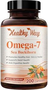 Healthy Way Pure Omega 7 Fatty Acids 200 Capsules 900mg Natural Sea Buckthorn Oil, NON-GMO USA Made