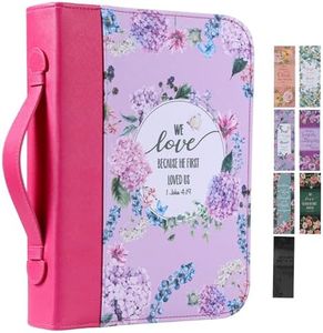 Bible Cover Case for Women PU Leather Woman Book Carrying Bag Bible Study Sipples Accessories with 7pcs Paper Bookmark Journaling Kit Christian Gifts