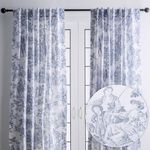 Maison d' Hermine 100% Cotton Curtain - 50"x84" Blue (White Background) Decorative Curtain - Aesthetic Curtains for Farmhouse, Kitchen & Bedroom - for Spring & Summer - The Miller Collection