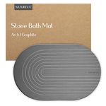 Natureva Home - Stone Bath Mat | Super Absorbent, Quick Dry, Non Slip | Modern Diatomite Bathroom Mats | Made of Natural Diatomaceous Earth | Absorbing Water Instantly | Design Arch | Colour Graphite