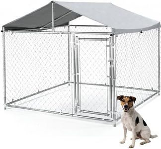 GarveeLife Large Outdoor Dog Kennel, 6.6 ×6.6×5.6FT Dog House Pet Pens, Dog Enclosure with UV-Resistant Waterproof Roof Cover, Outside Dog Kennel with Cover and Safe Lock for Yard