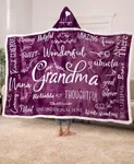 Piwaka Flannel Wearable Blanket for Grandma - Purple, Teal, Blue, Red Throw - Personalised for Grandma - Soft, Cosy Grandma Blanket, Gift Box for Grandmother (Sherpa, Purple)