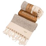 BAROOGA Turkish Hand Towel Bathroom (Set of 2), Kitchen | 100% Cotton, 50x100 cm | Prewashed Decorative Peshtemal Towel for Face, Hand, Hair, Yoga, Dishcloth, Tea Towel