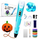 Sunfuny 3D Pen, 3D Printing Pen with 150 Feet 15 Color PLA Filament Refill, 3D Drawing Art Craft Set, 3D Printer Pen Crayon 3D Stylo, Gift for Kids Adults Halloween, Adjustable Speed&Temp, Baby Blue