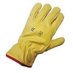 Himalayan Men's x2 Pairs H310 Fleece Lined Leather Winter Thermal Cold Work PPE Gloves, Yellow, XL (Pack of 4)