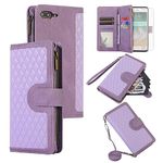 Asuwish Phone Case for iPhone 6plus 6splus 6/6s Plus Wallet Cover With Tempered Glass Screen Protector Flip Zipper Card Holder Slot Cell iPhone6 6+ iPhone6s 6s+ i 6P 6a S Six iPhone6splus Women Purple