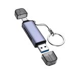 Witamy 2-in-1 Memory Card Reader & Keychain. Supports SD & Micro SD, Type-C & USB 3.0, Aluminum Alloy, 5Gbps Speed. Ideal for PC, Mobile, Laptop