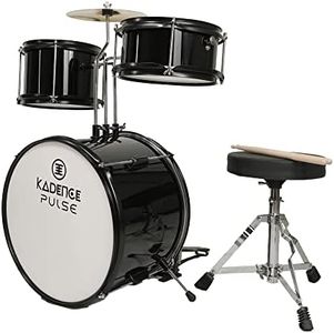Kadence 13 Inch 3-Piece Kids/Junior Drum Set/Beginner (Standard) /Kids Musical Toys, Musical Instrument, Black