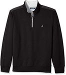 Nautica Men's 1/4 Zip Pieced Fleece Sweatshirt, True Black, XLarge