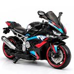 Alstoy Big RR Kids Electric Toy Ride-On Bike| 12V Rechargeable Battery Operated Bike for Kids| Bluetooth Music| 100 kg Capacity | BIS/ISI Approved| Age 6 to 15| 6 M Warranty| Police Black