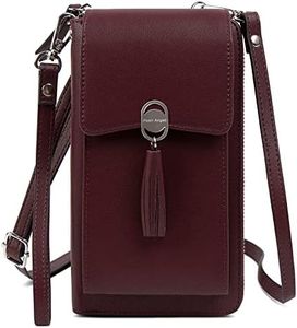 Pearl Angeli Small Crossbody Phone Bag RFID Women Wallet Cellphone Credit Card Purse with Adjustable Shoulder Strap, New-wine Red, Small
